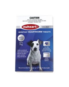 Nuheart Heartworm Tablet Dog Small 0-11kg Blue