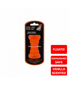 Scream Xtreme Dog Toy Treat Bone Loud Orange