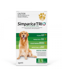 Simparica Trio Dog Large 20.1 - 40kg Green 